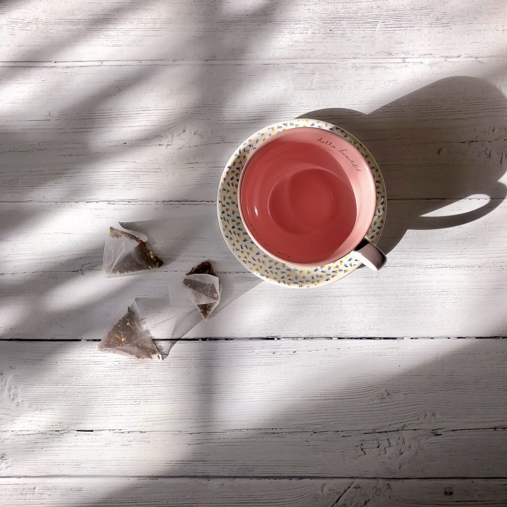 Opening up about mental health - flatlay of a cup and teabags