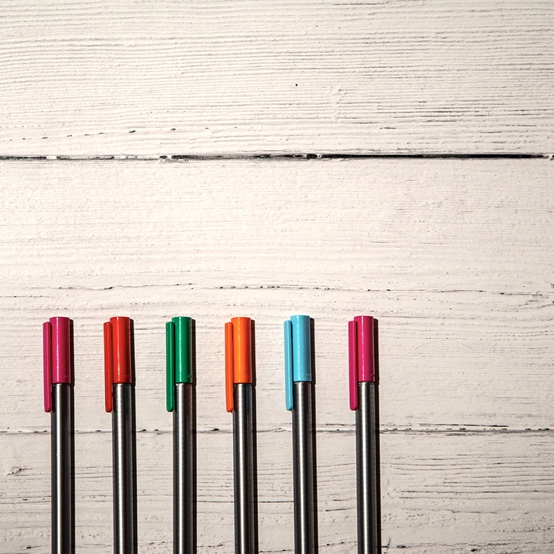 Help with mental health issues - flatlay of fineliner pens lined up